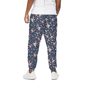 Floral Ballet Pattern Print Cotton Pants