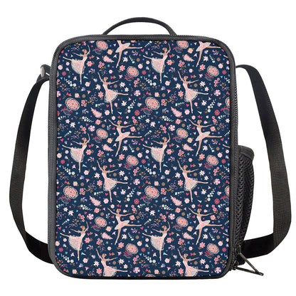 Floral Ballet Pattern Print Crossbody Lunch Bag