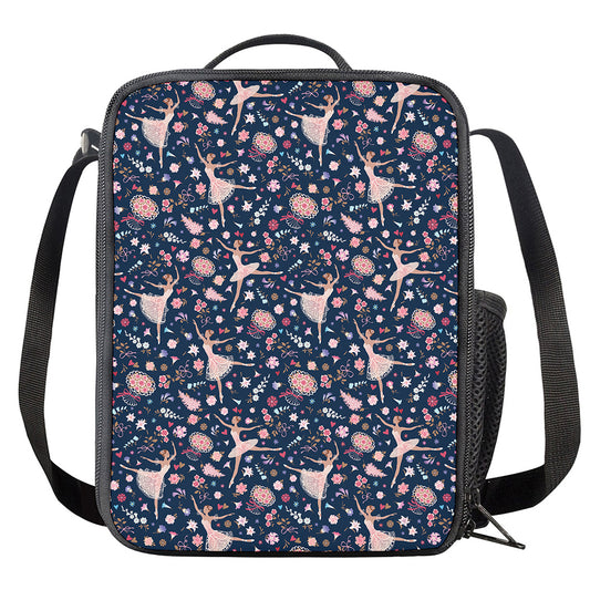 Floral Ballet Pattern Print Crossbody Lunch Bag