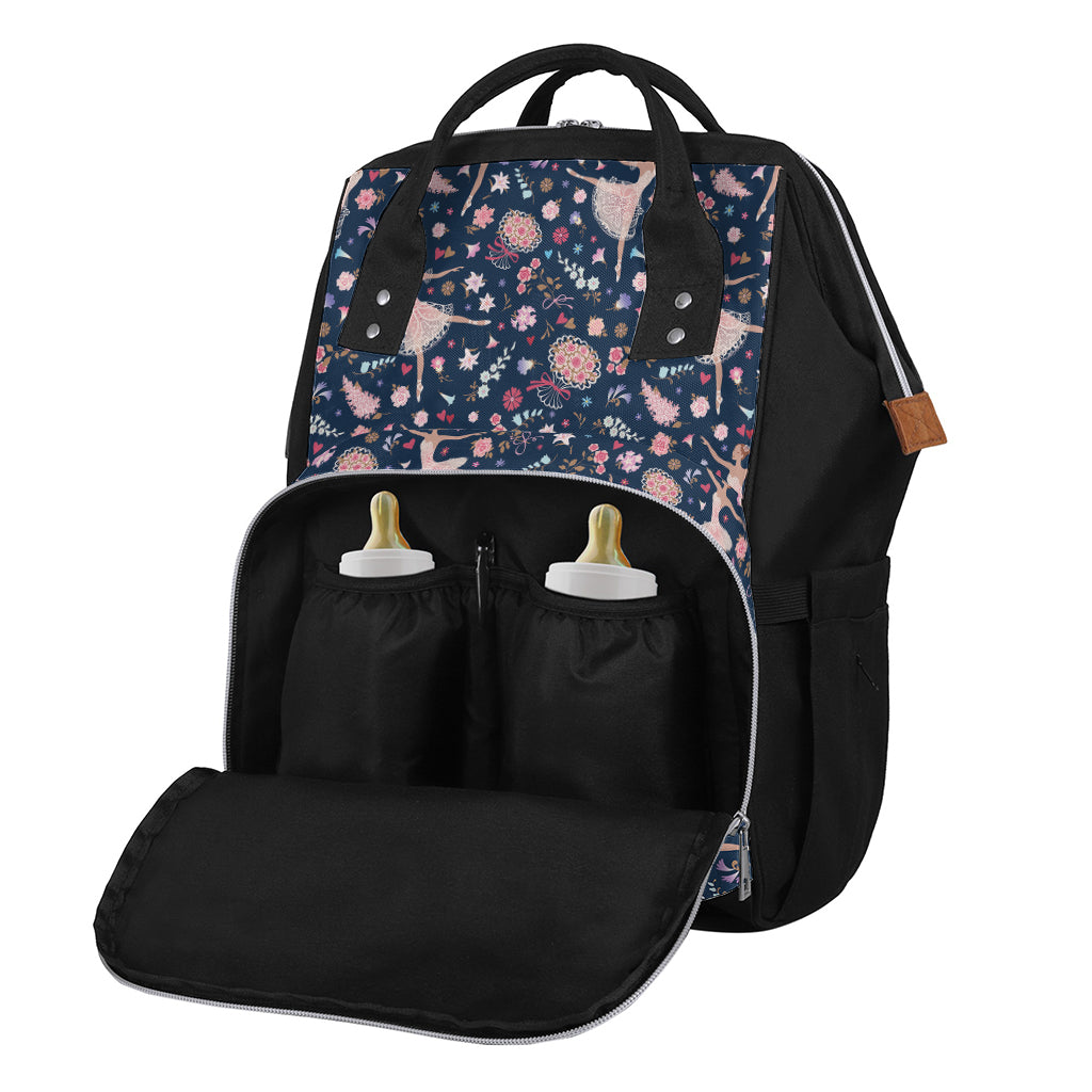 Floral Ballet Pattern Print Diaper Bag