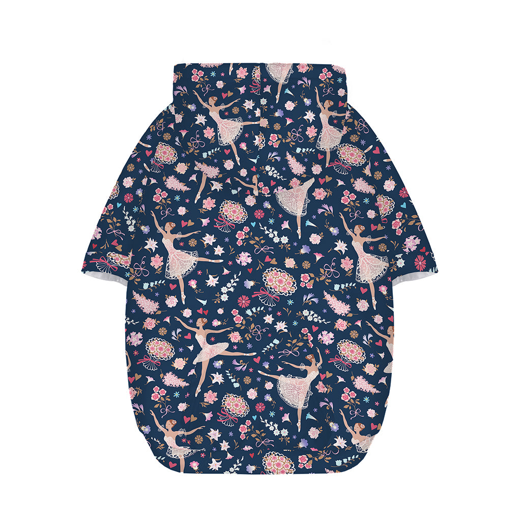 Floral Ballet Pattern Print Dog Zip Up Hoodie