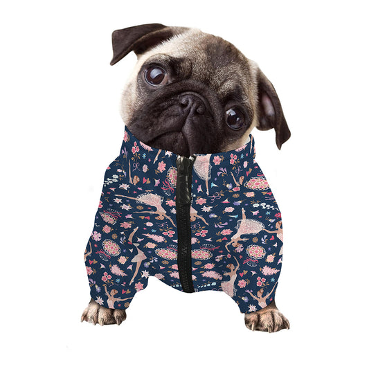 Floral Ballet Pattern Print Dog Zip Up Jacket