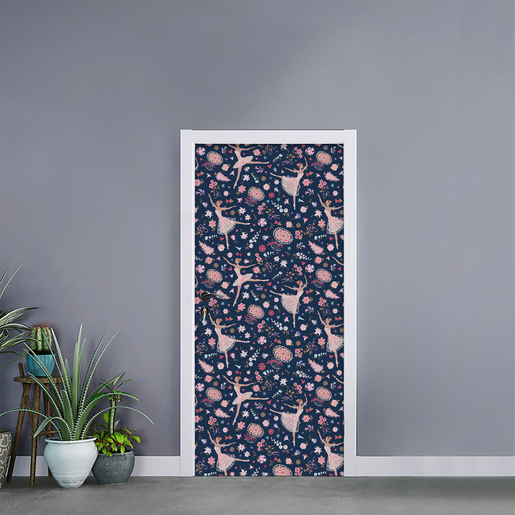 Floral Ballet Pattern Print Door Sticker