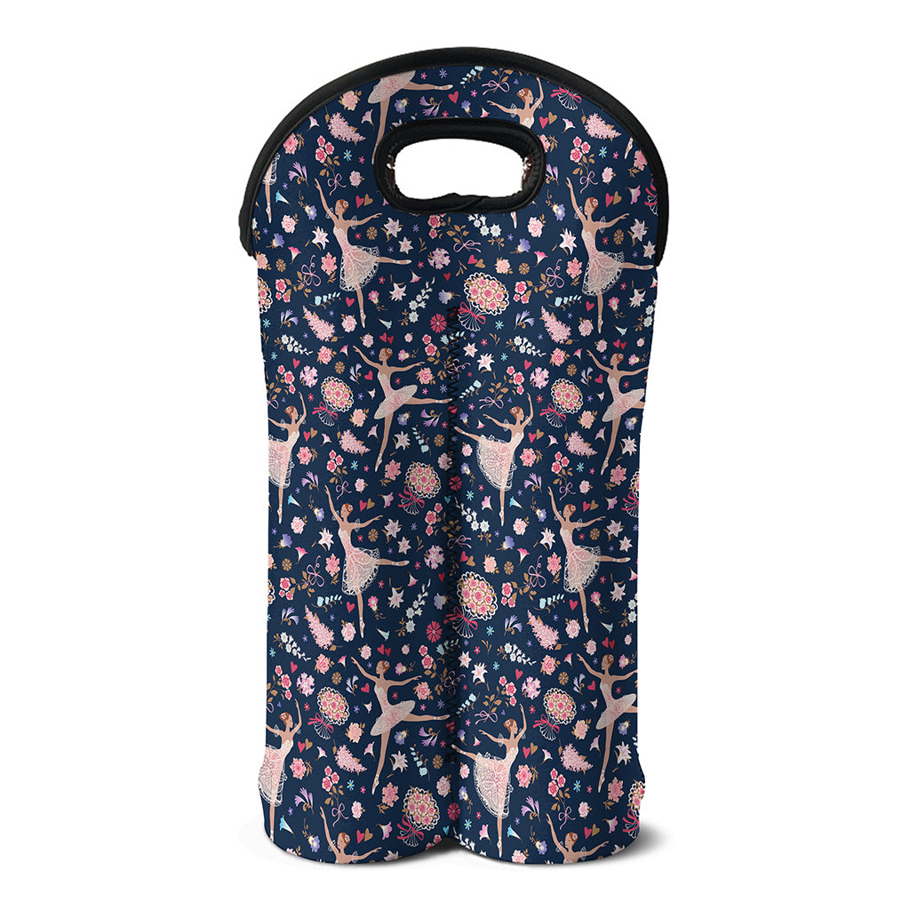 Floral Ballet Pattern Print Double Neoprene Wine Tote