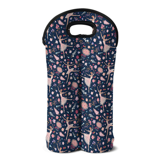 Floral Ballet Pattern Print Double Neoprene Wine Tote