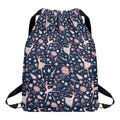 Floral Ballet Pattern Print Drawstring Backpack