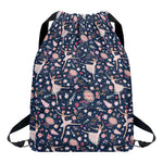 Floral Ballet Pattern Print Drawstring Backpack