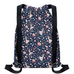 Floral Ballet Pattern Print Drawstring Backpack