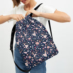 Floral Ballet Pattern Print Drawstring Backpack