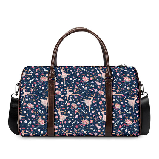 Floral Ballet Pattern Print Duffle Bag