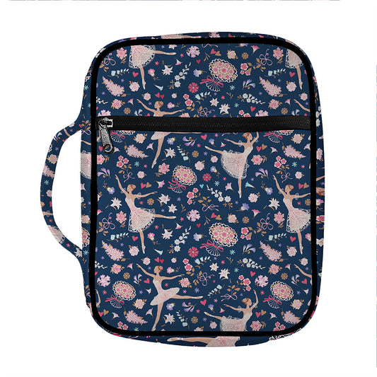 Floral Ballet Pattern Print Front Pocket Bible Bag