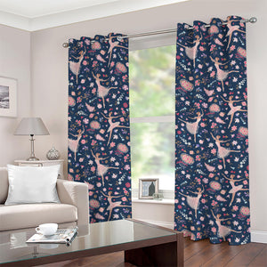 Floral Ballet Pattern Print Grommet Curtains