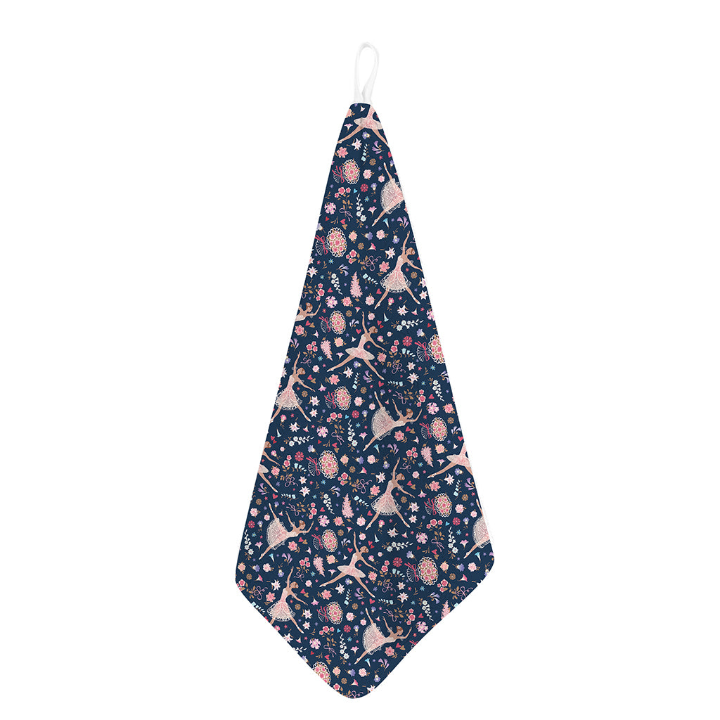 Floral Ballet Pattern Print Hand Towel