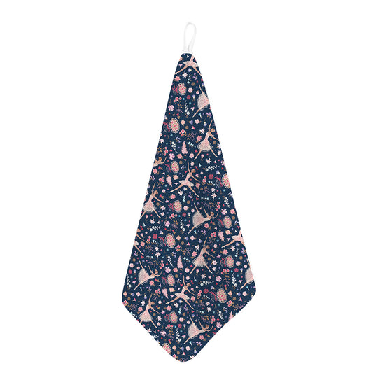 Floral Ballet Pattern Print Hand Towel
