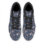 Floral Ballet Pattern Print High Top Leather Sneakers