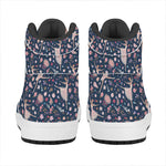 Floral Ballet Pattern Print High Top Leather Sneakers