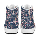 Floral Ballet Pattern Print High Top Leather Sneakers