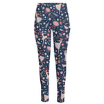 Floral Ballet Pattern Print High-Waisted Pocket Leggings