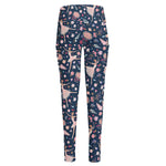 Floral Ballet Pattern Print High-Waisted Pocket Leggings