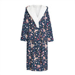 Floral Ballet Pattern Print Hooded Bathrobe