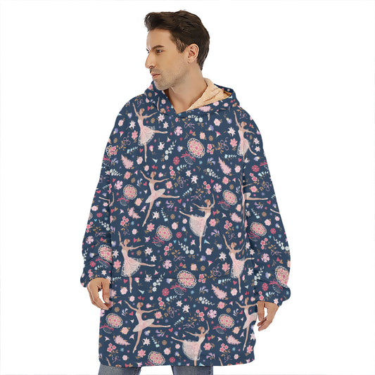 Floral Ballet Pattern Print Hoodie Blanket