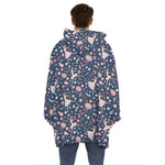 Floral Ballet Pattern Print Hoodie Blanket