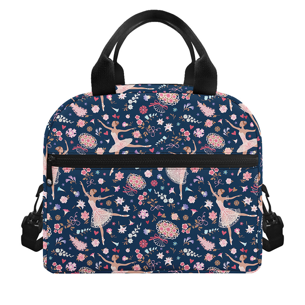 Floral Ballet Pattern Print Insulated Lunch Bag