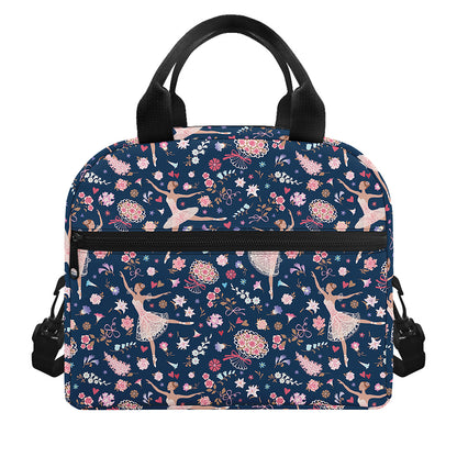 Floral Ballet Pattern Print Insulated Lunch Bag
