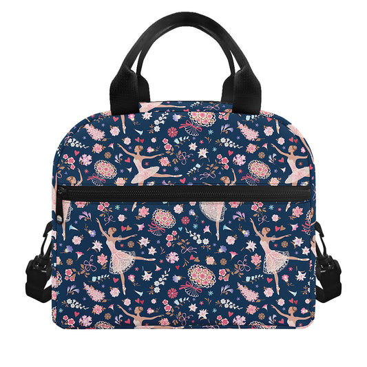 Floral Ballet Pattern Print Insulated Lunch Bag