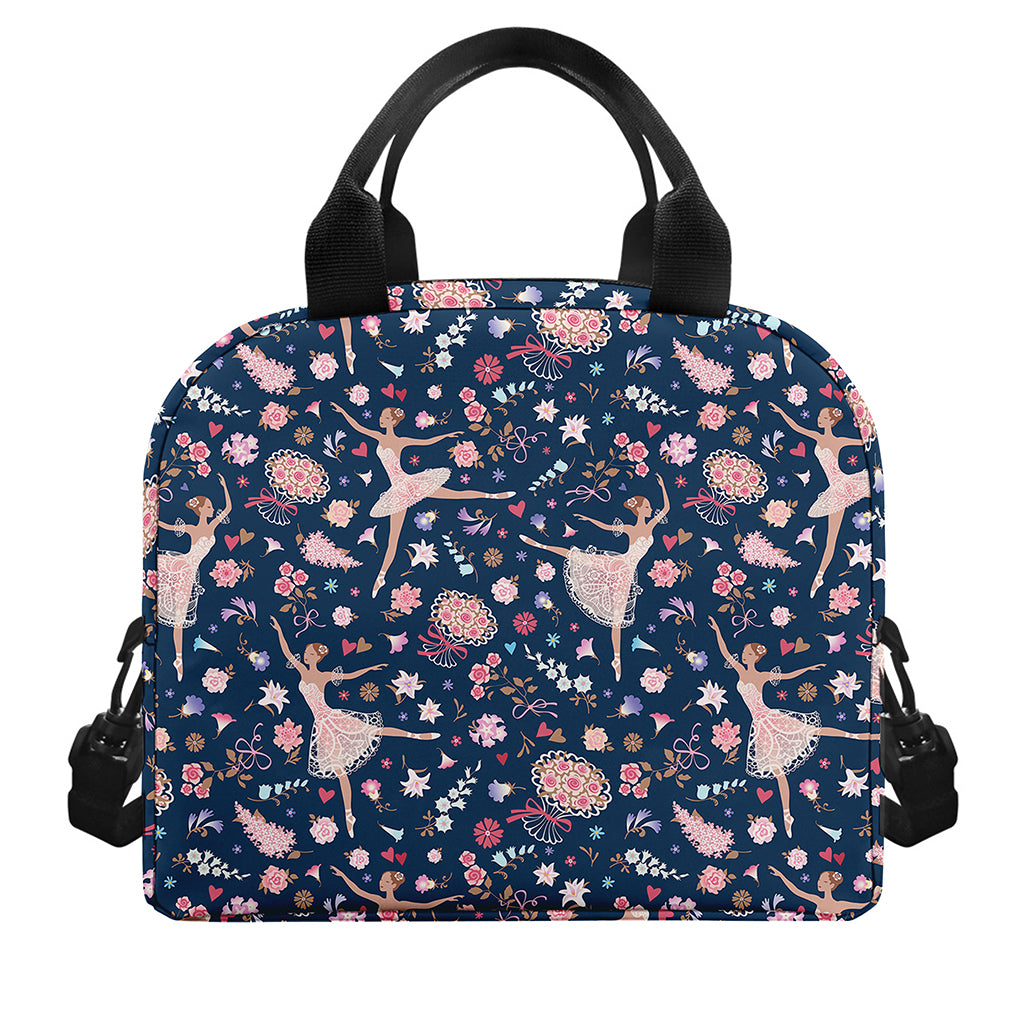 Floral Ballet Pattern Print Insulated Lunch Bag