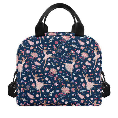 Floral Ballet Pattern Print Insulated Lunch Bag