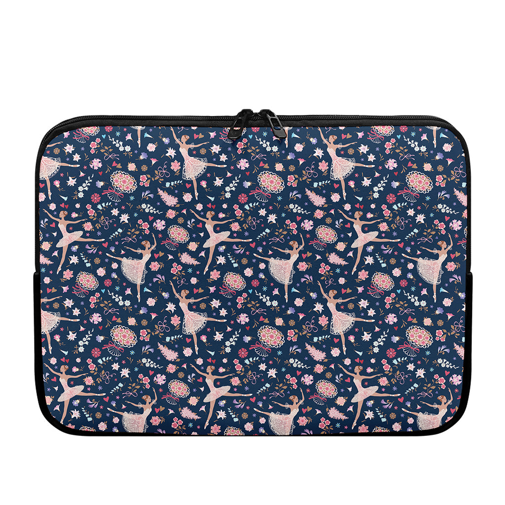 Floral Ballet Pattern Print Laptop Sleeve