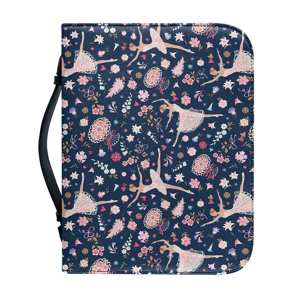 Floral Ballet Pattern Print Leather Bible Cover