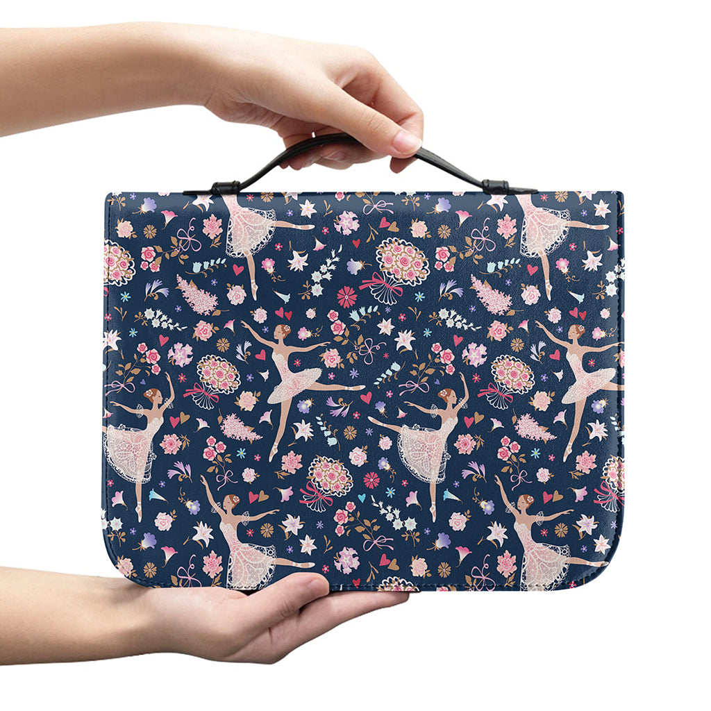Floral Ballet Pattern Print Leather Bible Cover