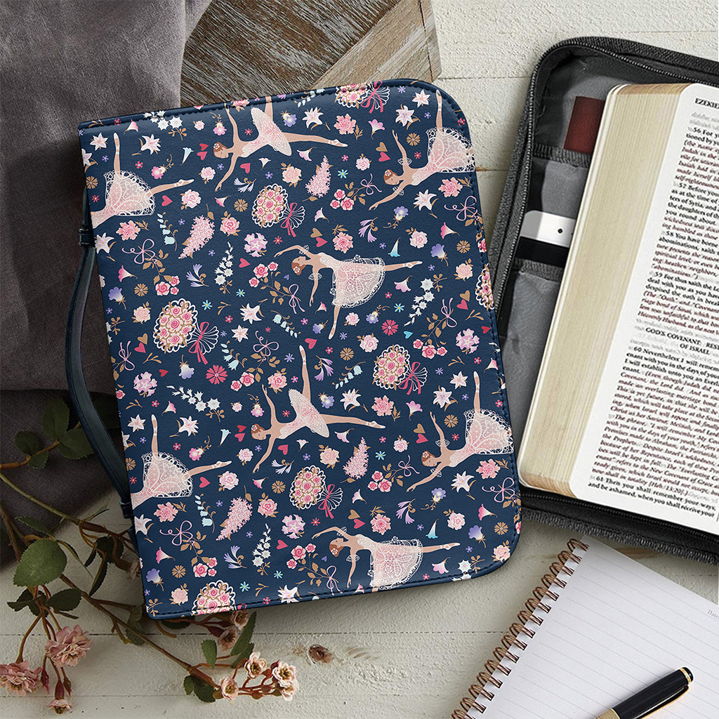 Floral Ballet Pattern Print Leather Bible Cover