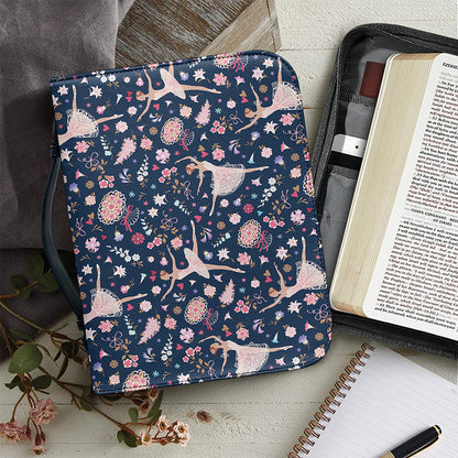 Floral Ballet Pattern Print Leather Bible Cover