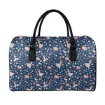 Floral Ballet Pattern Print Leather Duffle Bag