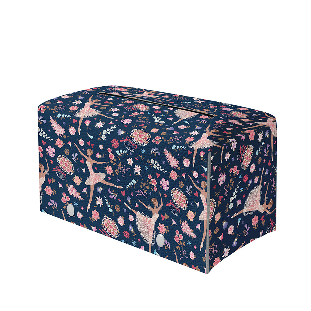 Floral Ballet Pattern Print Leather Tissue Box Cover