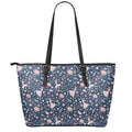 Floral Ballet Pattern Print Leather Tote Bag With Zipper