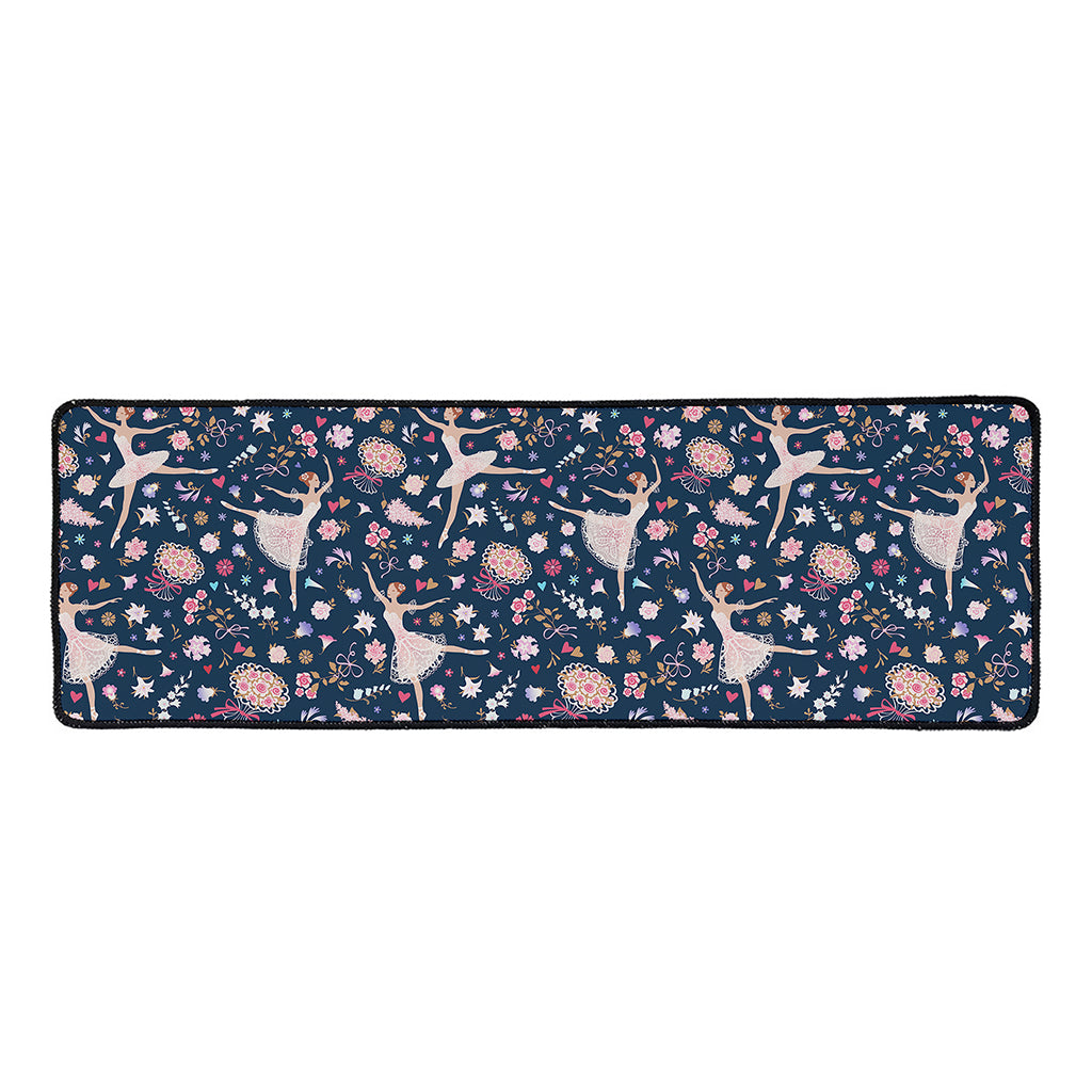 Floral Ballet Pattern Print Long Kitchen Mat