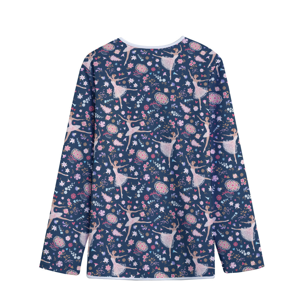 Floral Ballet Pattern Print Long Sleeve Short Coat