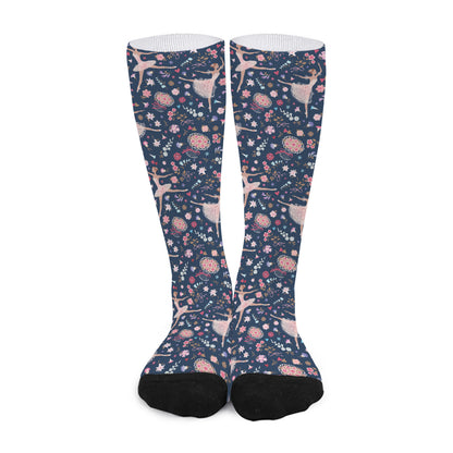 Floral Ballet Pattern Print Long Socks