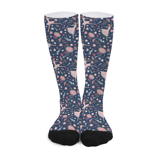 Floral Ballet Pattern Print Long Socks