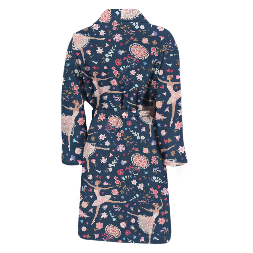 Floral Ballet Pattern Print Men's Bathrobe
