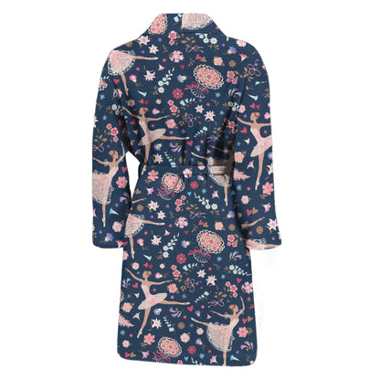 Floral Ballet Pattern Print Men's Bathrobe