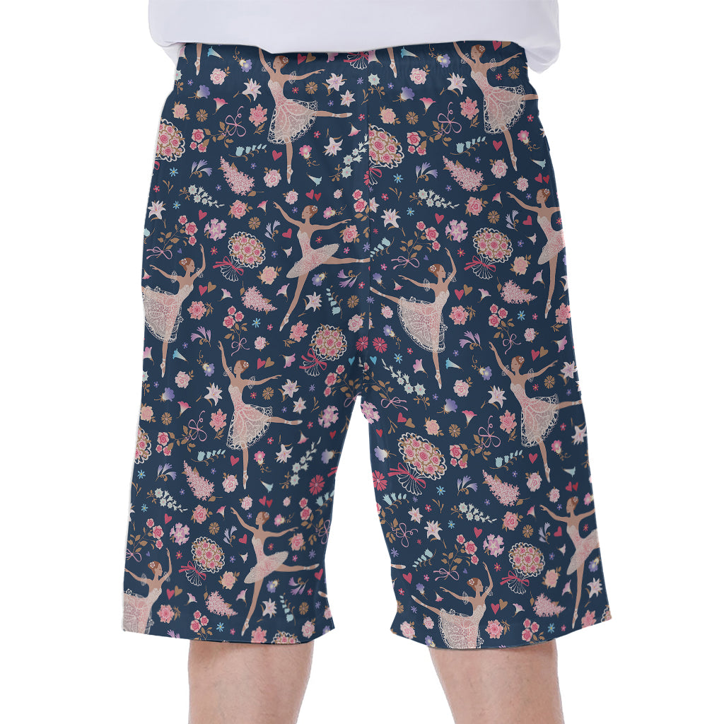 Floral Ballet Pattern Print Men's Beach Shorts