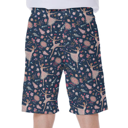 Floral Ballet Pattern Print Men's Beach Shorts