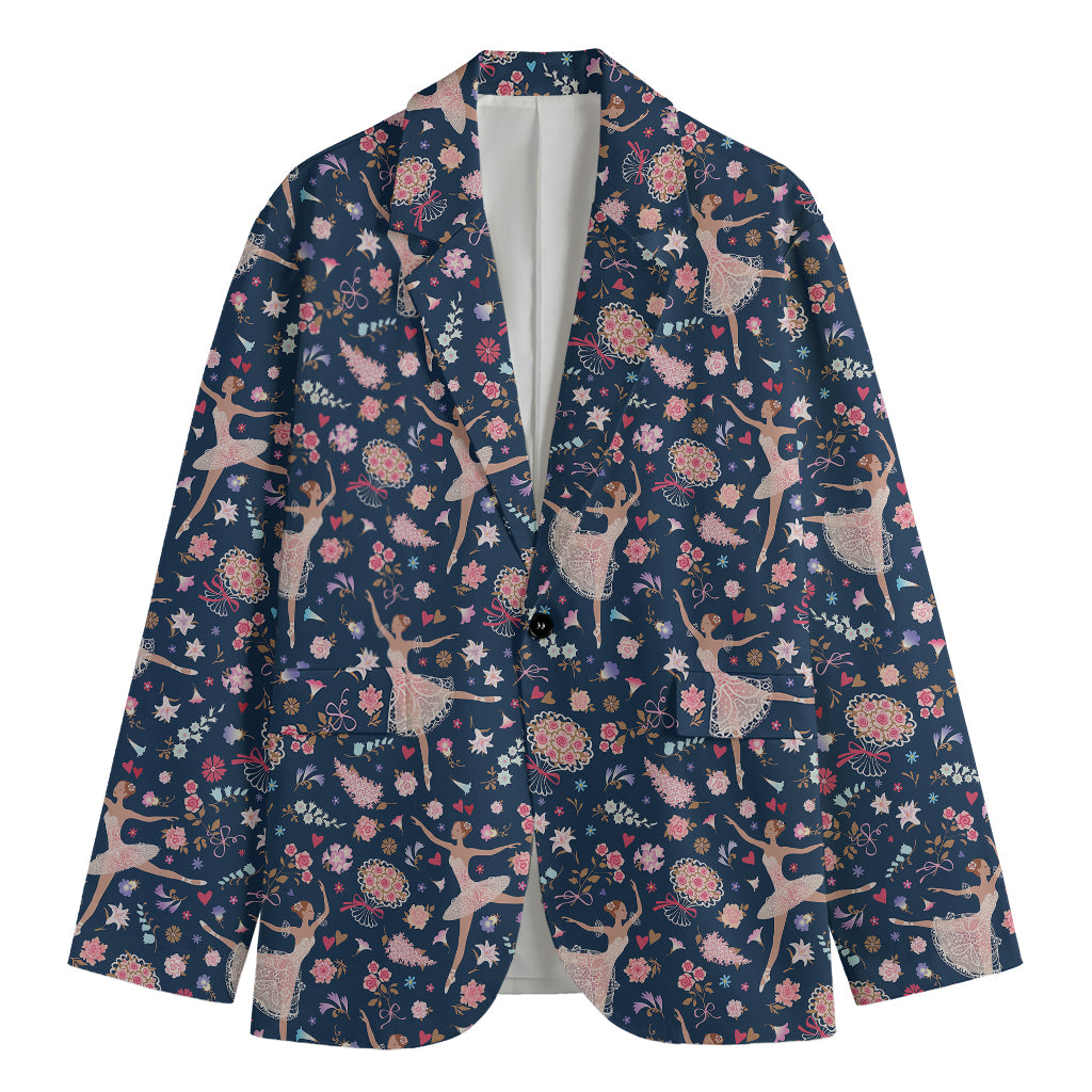 Floral Ballet Pattern Print Men's Blazer