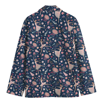 Floral Ballet Pattern Print Men's Blazer