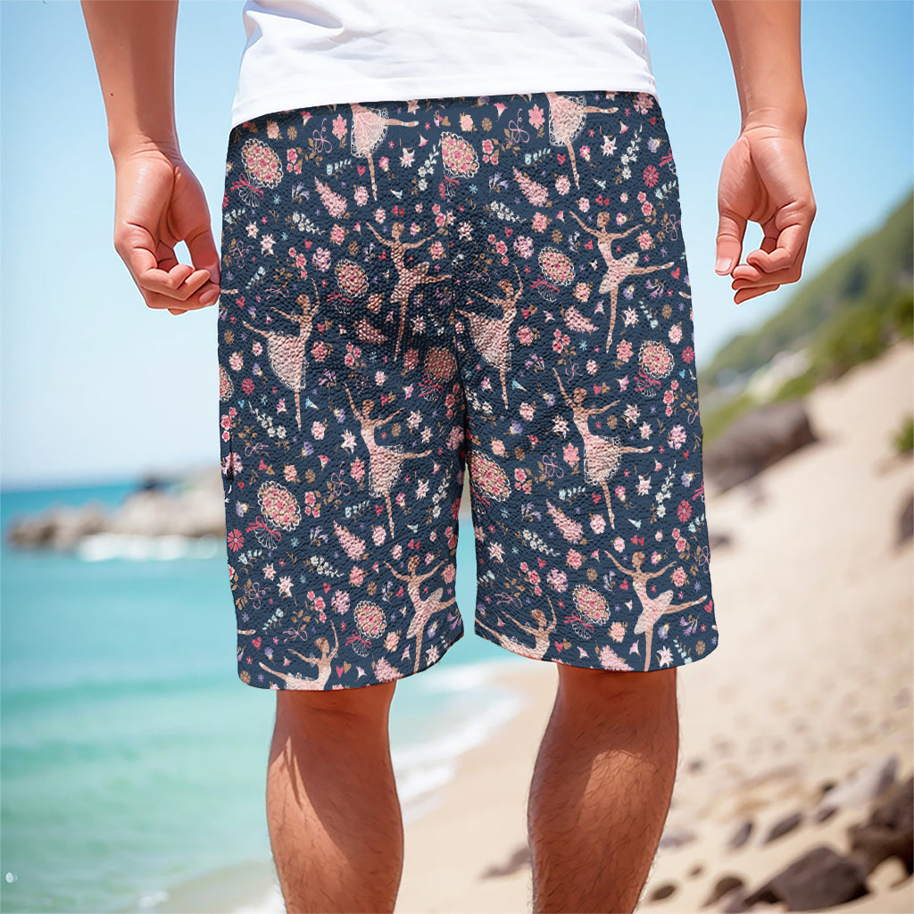 Floral Ballet Pattern Print Men's Cargo Shorts